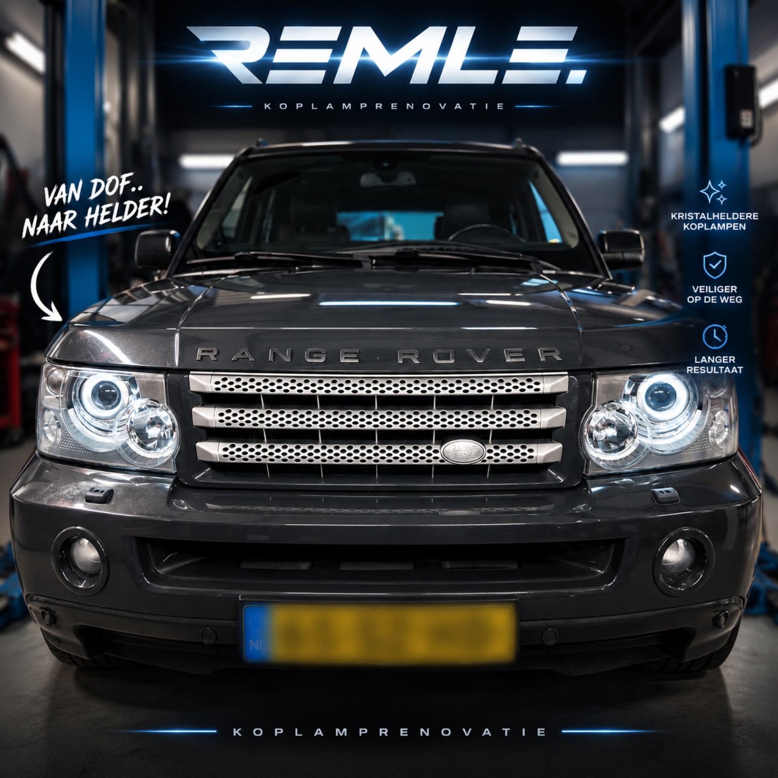 Range Rover na professionele koplamprenovatie